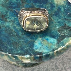Effy Prasiolite Silver Ring With Gold Detailing